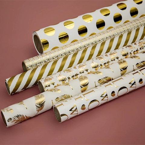Bronzing Gold Polka Dot Gift Wrapping Paper Copperplate Paper For Birthday Christmas Wedding Party Metallic Pattern