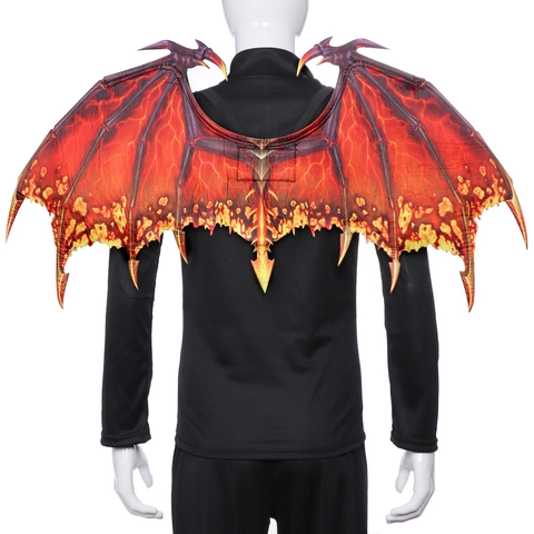 Grandi Ali Di Drago Accessori Per Costumi Tessuto Non Tessuto Pieghevole Per Halloween Cosplay Festa Mascherata Motivo Fiamma