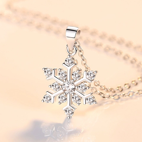 Collana con Ciondolo a Fiocco di Neve in Argento Sterling 925 per Donna Elegante Gioielli in Catena a Clavicola con Intarsio di Strass Regalo di Compleanno