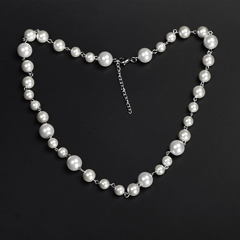 Titanium Steel Spliced Imitation Artificial Pearl Necklace Hip Hop Streetwear Clavicle Chain For Men And Women