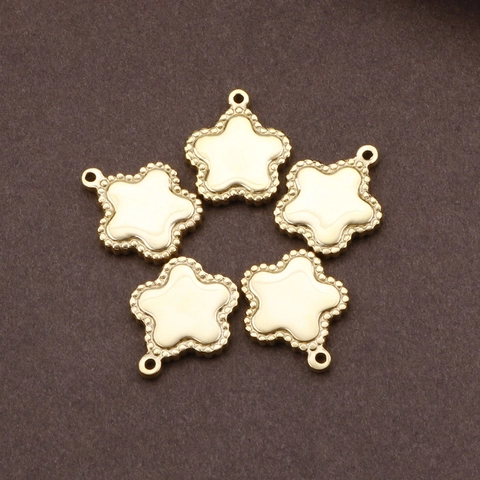 Dijes Colgantes De Acero Inoxidable Flor Estrella Borde Perlado Pulido Espejo Para Hacer Joyas DIY Collar