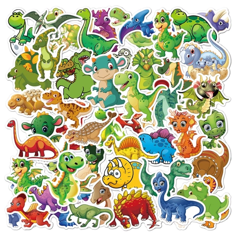 Pegatinas De Dinosaurios De Dibujos Animados Impermeables Vinilo PVC Calcomanías De Graffiti Para Computadora Portátil Maleta Patineta Botella De Agua Regalo Niños