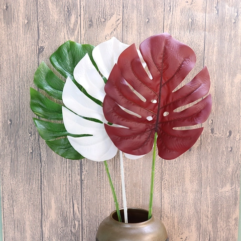 Artificial Monstera Leaves Decorative Plastic Faux Tropical Greenery For Home Wedding Party Decor Realistic Ins Style