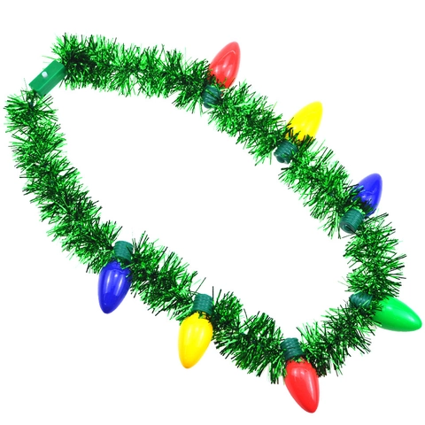 Christmas LED Light Bulb Necklace Plastic Tinsel Glowing Multi Mode Festival Party Props Novelty Decoration Unisex Accessory