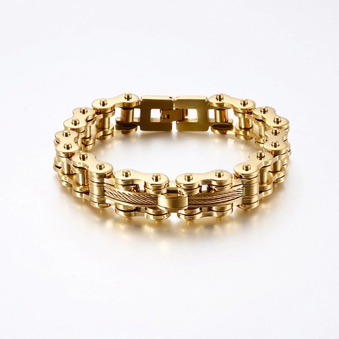 Bracciale Catena Da Moto Per Uomo Acciaio Inoxidabile Pesante Industriale Punk Rock Biker Gioielli Bangle Con Dettaglio In Fune