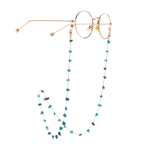 Fashion Bohemian Glasses Chain Metal Alloy With Natural Turquoise Stone Beads Anti-Loss Non-Slip Sunglasses Strap Holder