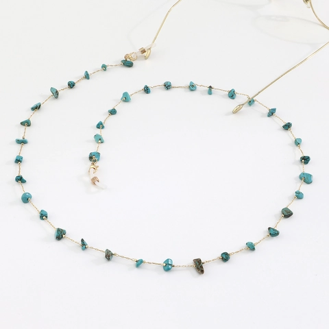 Fashion Bohemian Glasses Chain Metal Alloy With Natural Turquoise Stone Beads Anti-Loss Non-Slip Sunglasses Strap Holder