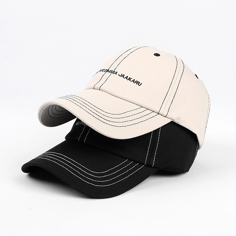 Cotton Baseball Cap Contrast Stitching Letter Embroidery Adjustable Sun Protection Casual Outdoor Hat For Men Women