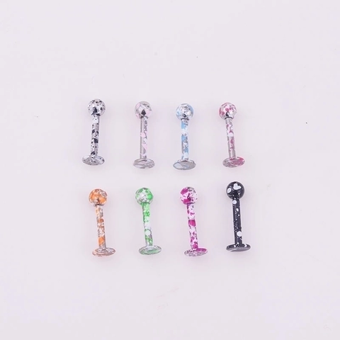 Roestvrijstalen Lipringen Studs Lak Kleurrijk Spatpatroon Lichaamssieraden Piercing Modeaccessoire