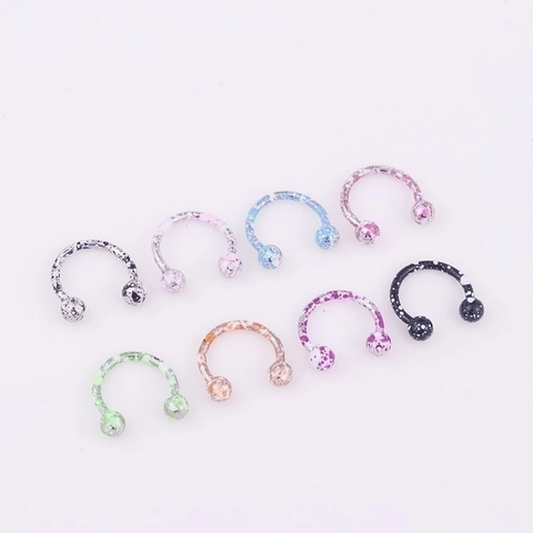 Horseshoe Piercing Rings Stainless Steel Spray Painted Splash Pattern Ball End Septum Nose Lip Ear Jewelry Gothic Punk