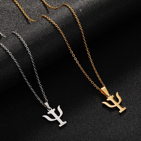 Collana Con Pendente Lettera Greca Psi Acciaio Inossidabile Simbolo Psicologia Gioielli Minimalisti Per Donne