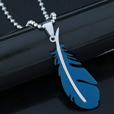 Feder Anhänger Halskette Edelstahl Vintage Punk Stil Schmuck Für Männer Frauen Kugelkette Retro Mode Hip Hop