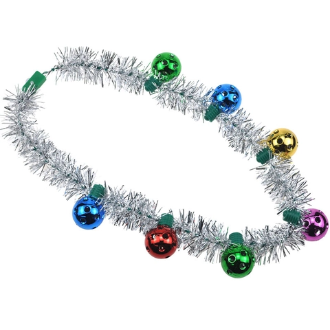 Glowing Christmas LED Disco Ball Tinsel Necklace Colorful Light String Holiday Party Decoration Handmade Glowing Tinsel Jewelry