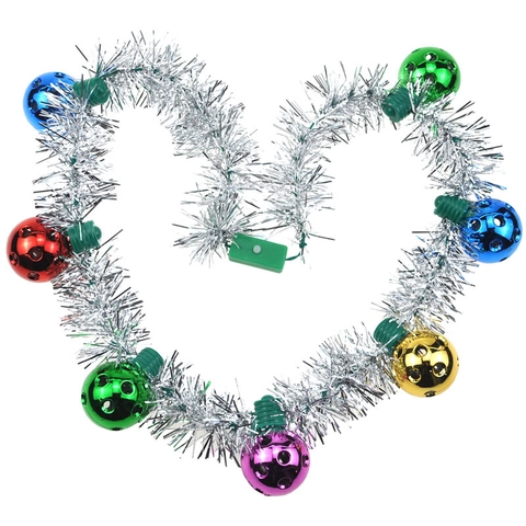Glowing Christmas LED Disco Ball Tinsel Necklace Colorful Light String Holiday Party Decoration Handmade Glowing Tinsel Jewelry