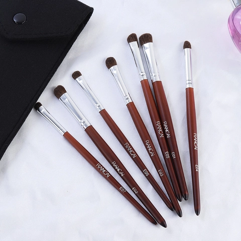 Eyeshadow Makeup Brushes Horse Hair Wood Handle Professional Eye Blending Beauty Tools Red Brown Aluminum Ferrule