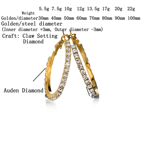 Creolen Übergroße Legierung Mit Strass Funkelnd Großer Rundschmuck Für Damen Party Mode Übertriebener Icy Stil