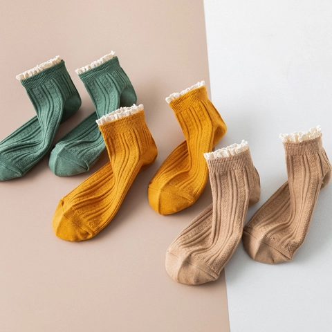Fantasmini in Cotone da Donna con Bordo in Pizzo Stile Giapponese Calzini a Costine Taglio Basso Estivi Primaverili per Donna