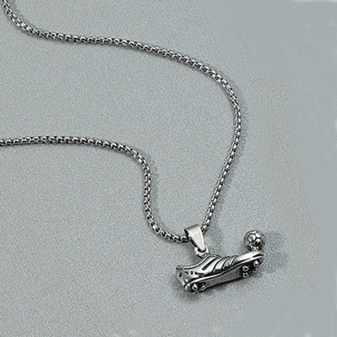 Collier Pendentif Chaussure De Foot Alliage Sport Hip Hop Football Bijoux Avec Chaîne À Maillons Carrés Pour Hommes