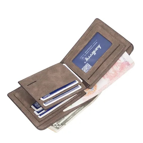 Heren Korte Portemonnee Mat PU Leer Bifold Zakelijk Casual Minimalistisch Slanke Portemonnee Met Kaartsleuven