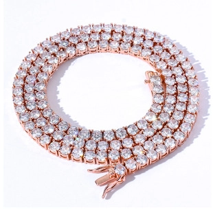 Hip Hop Tennis Chain For Men Women Single Row Cubic Zirconia Copper Luxurious Pave Link Jewelry Necklace Bracelet Accessory