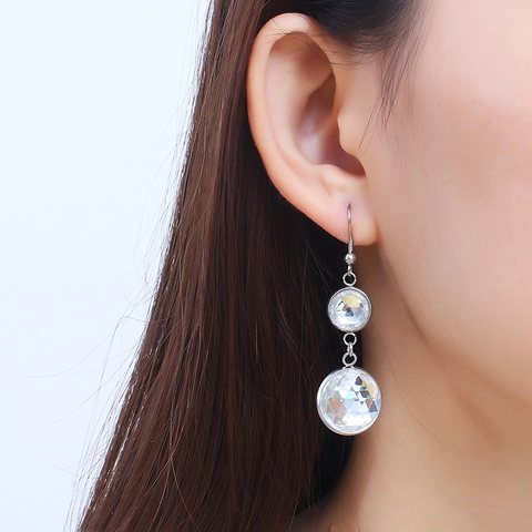 Collana Con Pendente In Cristallo Rotondo E Gioielli Orecchini Per Donna Acciaio Inossidabile Minimalista Elegante Moda