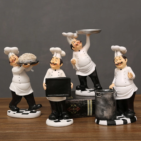 Retro Amerikanische Harz Koch Figuren Handbemalte Statue Küche Restaurant Dekoration Café Ornamente