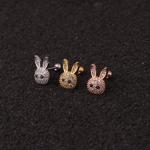 Orecchini A Lobo Per Cartilagine In Zirconia Cubica Con Perno In Acciaio Inossidabile Forma Animale Gioielli Per Piercing