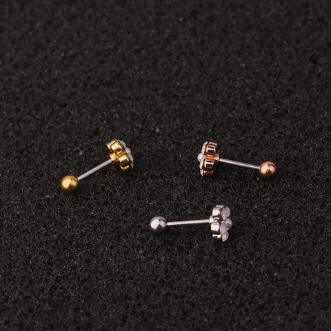 Orecchino Piercing Cartilagine Zircone Con Perno In Acciaio Inossidabile Rame Luna Stella Cuore Farfalla Fiore Vite
