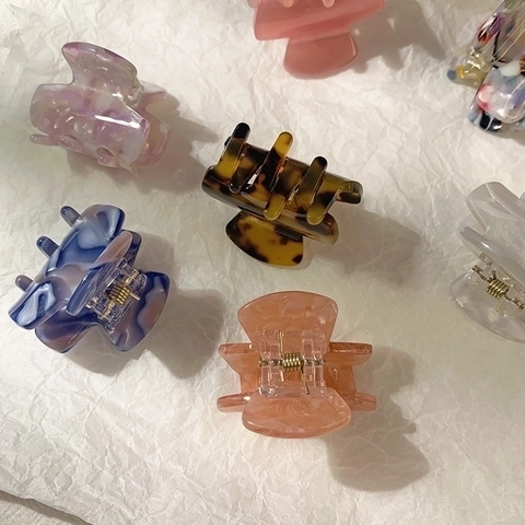 Mini Hair Claw Clips Acetate Marble Leopard Print Resin Small Hair Clamps Fashion Hair Styling Accessories For Women