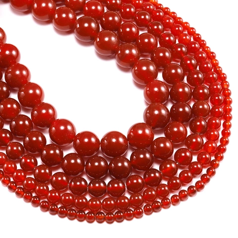 Natural Grape Red Agate Round Beads For Jewelry Making DIY Bracelet Necklace Healing Stone Polished Loose Beads