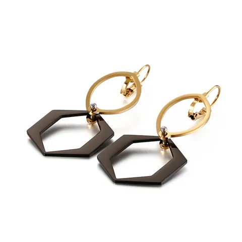 Pendientes De Gota Geométricos Hexágono Acero Inoxidable Huecos Dangle Leverback Joyería De Moda Minimalista Mujer