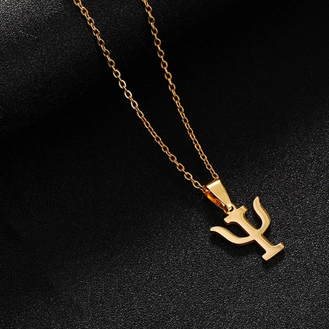 Collana Con Pendente Lettera Greca Psi Acciaio Inossidabile Simbolo Psicologia Gioielli Minimalisti Per Donne