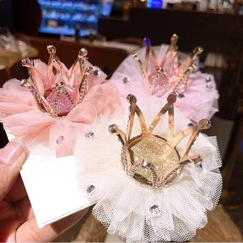 Molletta Per Capelli Corona Per Bambini Strass Rete Garza Principessa Lega Forcine Per Ragazze Carino