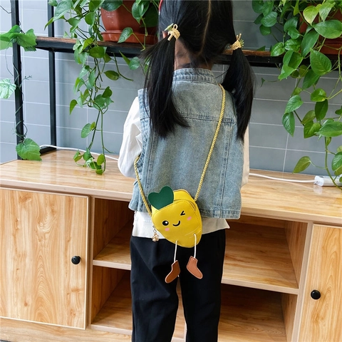 Borsa A Tracolla A Forma Di Carota Per Bambini In Pelle PU Simpatico Viso Sorridente Mini Borsa A Spalla Per Ragazze