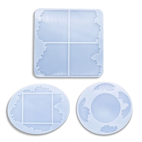 DIY Epoxy Resin Silicone Molds Irregular Geode Wave Shape For Coaster Tray Making Craft Tools Transparent Flexible