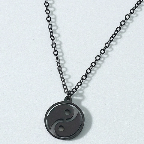 Collana Con Pendente In Acciaio Inossidabile Yin Yang Tai Chi Bussola Piuma Sole Gioielli Punk Minimalisti Per Uomo Donna