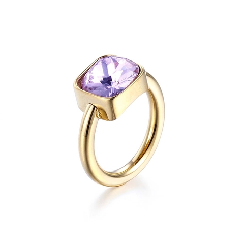Anello Alla Moda Con Zircone Taglio Quadrato Placcato Oro Acciaio Inossidabile Gioielli Minimalisti Per Donna Anello Con Gemma Colorata