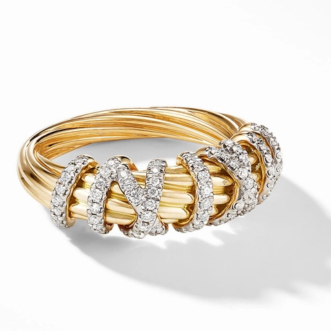 Mode Geometrische Lijn Legering Ring Voor Vrouwen Minimalistisch Goud Zilver Tweekleurig Gedraaid Touw Strass Ingelegd Statement Sieraden