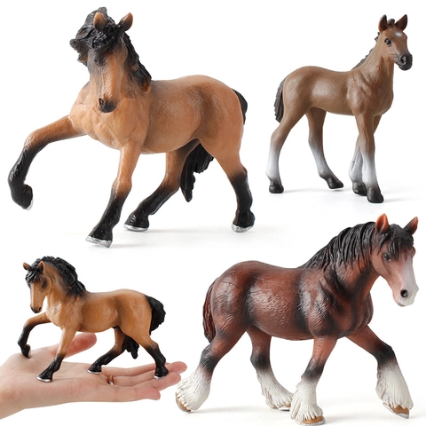 Realistic Horse Animal Models Plastic Stallion And Colt Figures Educational Cognitive Toys For Kids Desk Decor Miniature Animals