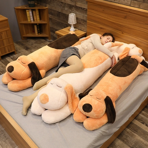Oreiller Chien En Peluche Douce Jouet Animal Rembourré Long Coussin De Sommeil Pour Chambre Décoration Maison Poupée Chiot