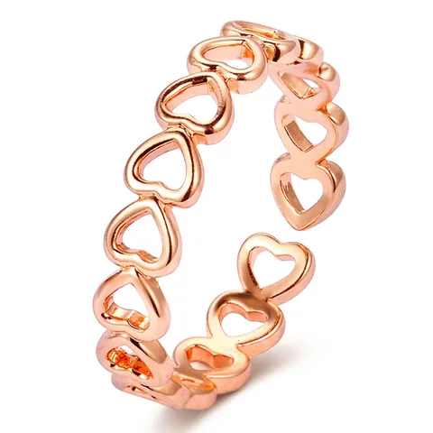 Anillo Abierto Ajustable Corazón Hueco Cobre Joyería Minimalista Dulce Regalo Para Mujeres Niñas Elegante