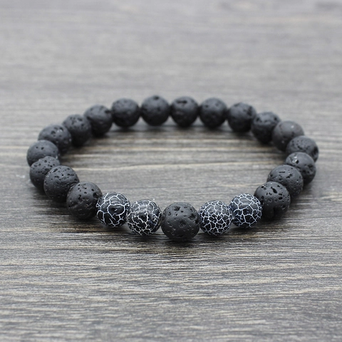 Natural Lava Rock Stone Beaded Bracelet Elastic Yoga Meditation Healing Jewelry For Men Women Simple Fashion
