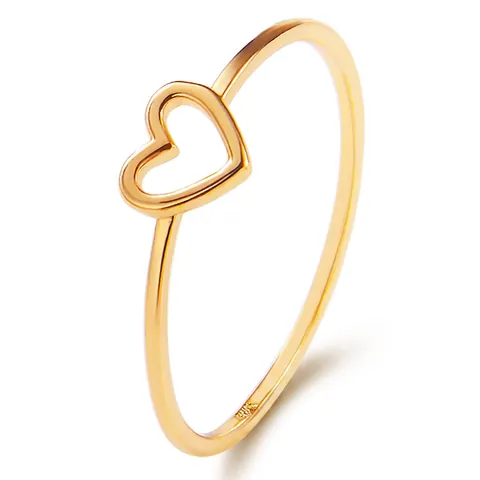Minimalist Hollow Heart Ring For Women Made Of Copper With Silver Plated Thin Band Stackable Elegant Fashion Jewelry