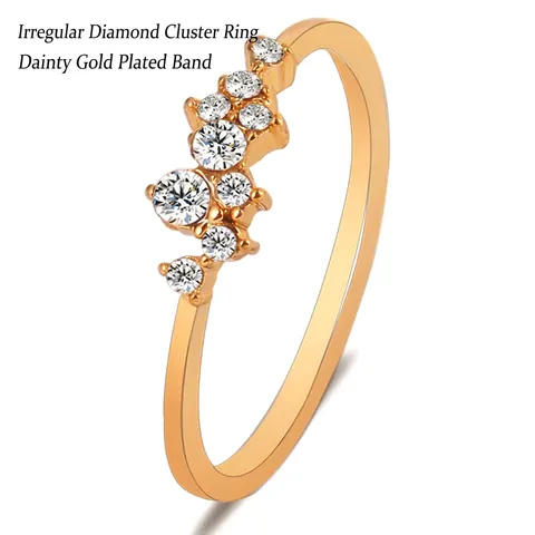 Anillo De Aleación De Cobre Para Mujer Con Circonitas Redondas Minimalista Joyería De Moda Geométrica