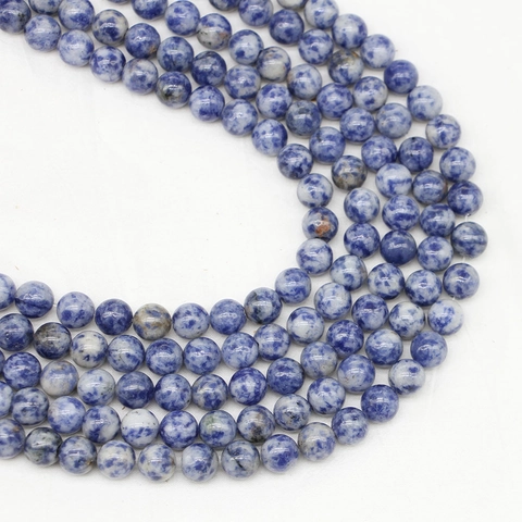 Perline Sciolte In Pietra Punto Blu Naturale Rotonde In Pietra Preziosa Per Creazione Gioielli DIY Braccialetti Collane Motivo Marmo