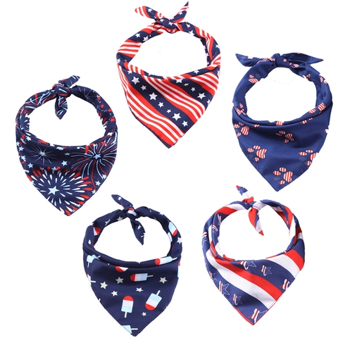Patriotic Pet Bandana Polyester American Flag Stars Stripes Scarf Bib Independence Day Theme For Dogs Cats