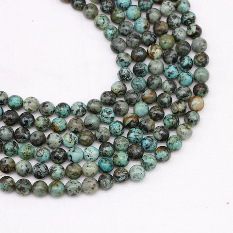 Natural African Turquoise Stone Round Beads For DIY Jewelry Making Polished Loose Beads For Bracelet Necklace Craft Supplies