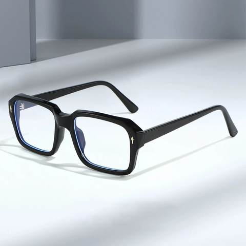 Retro Square Anti Blue Light Glasses TR90 Frame PC Lens Fashion Vintage Eyewear For Men Women With Metal Rivets