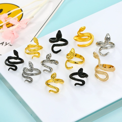 Vintage Slang Ring Legering Verstelbaar Open Cobra Vorm Punk Dier Sieraden Voor Heren Dames
