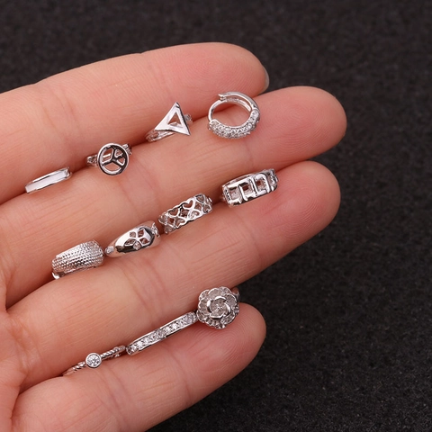 Kraakbeen Piercing Ring Oorbellen Koper Zirkoon Ingelegd Hart Maan Ster Ontwerp Helix Tragus Sieraden Mode
